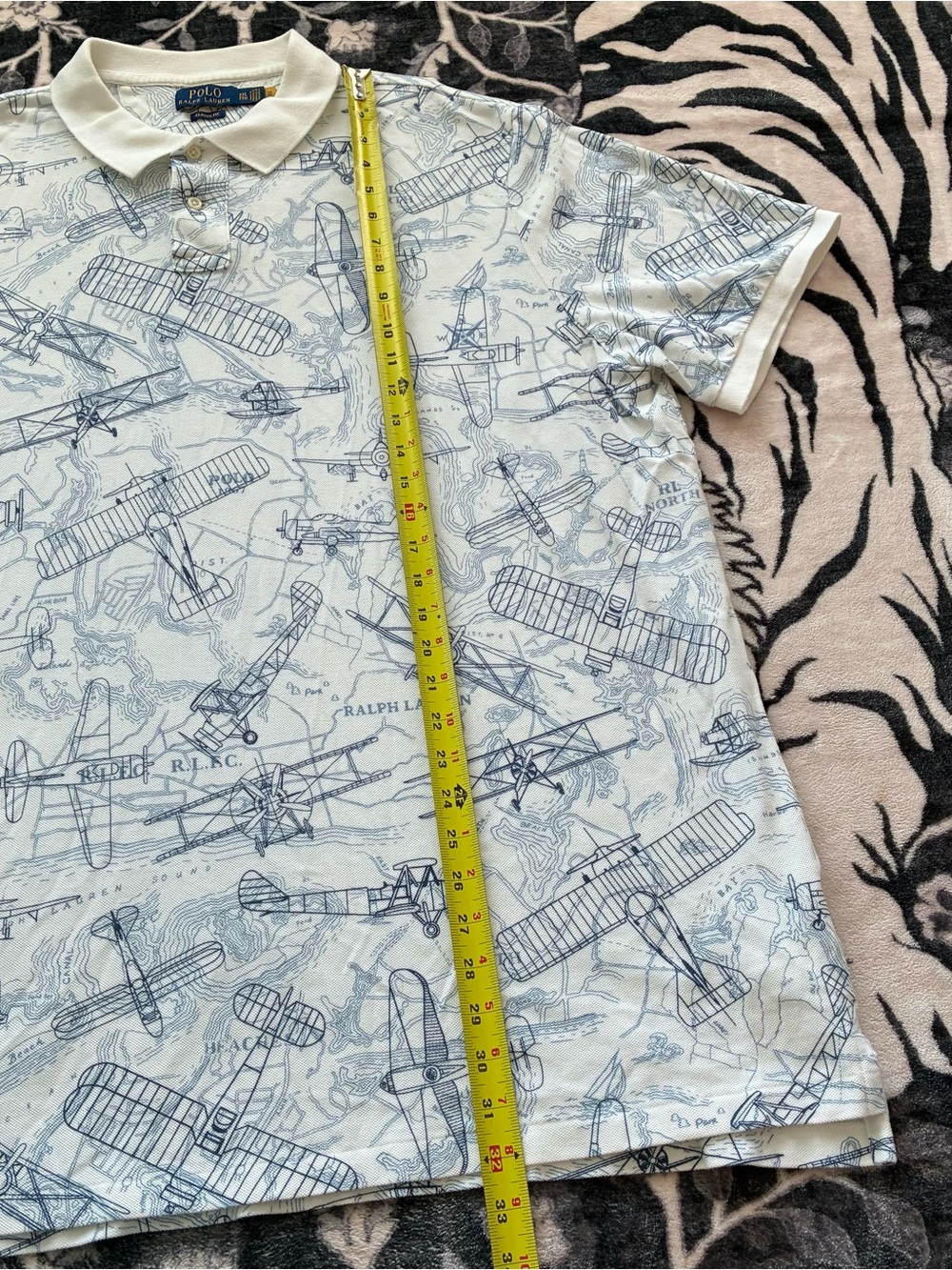 000 - POLO RALPH LAUREN AIRPLANE ALL OVER PRINT AOP POLO T SHIRT - Picture 5 of 7